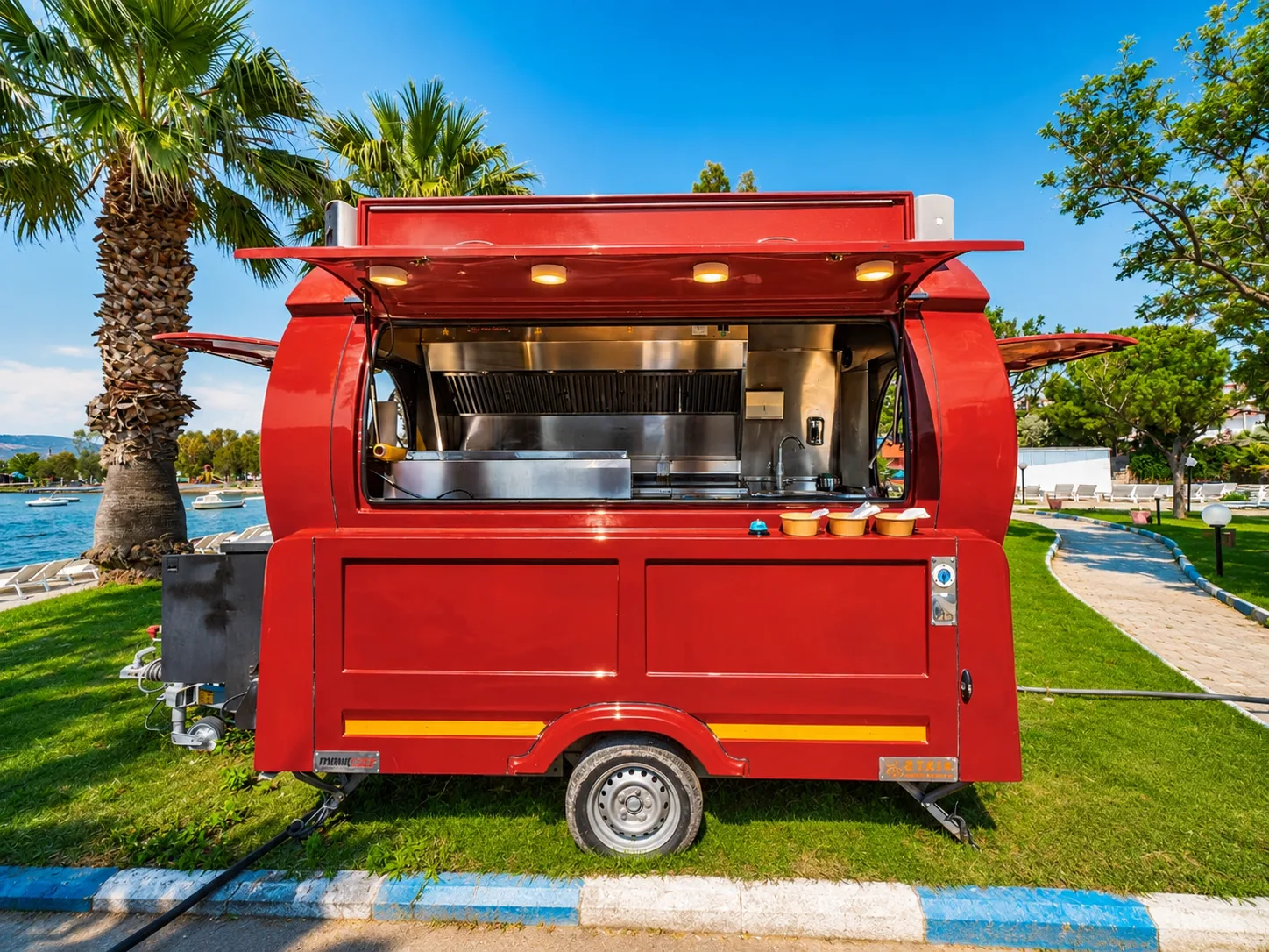 Muup Resort Çeşme bahçede mini büfe aracı
