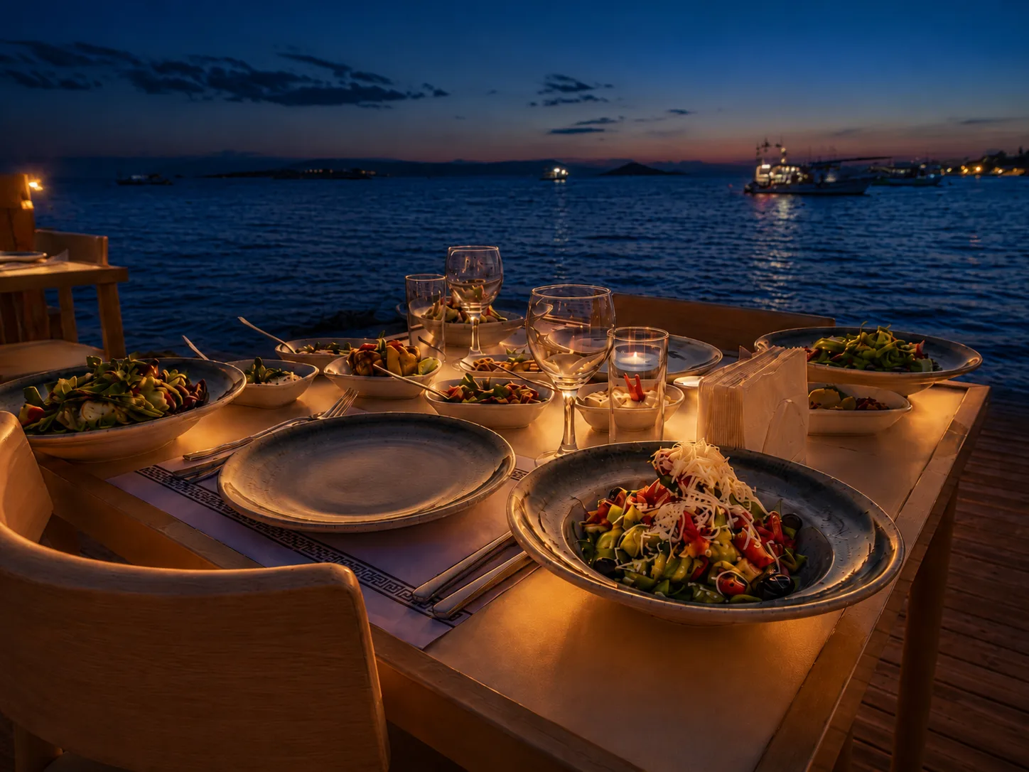 Muup Resort iskelede gece yemek atmosferi